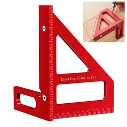 serplex Serplex® Drawing Line Ruler L-Rule Woodworking Ruler 45° /90 ° Drawing Line Ruler Laser-etched Marks Design Precise Aluminum Alloy Measuring Tool Angled Woodworking Ruler image 1