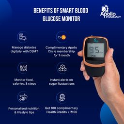 (New Launch) Apollo Smart Glucometer With Complimentary 25 Strips + App, Bluetooth Enabled, Access to Diabetes Self Management Tool with Doctor Chat Assist Plan, Complimentary Apollo Circle membership, Complimentary 100 Health Credits, Lifetime Warranty, Easy Report Sharing image 4