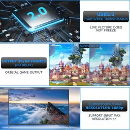 pss 4K HDMI Video Capture Card, Cam Link Card Game Capture Card Audio Capture Adapter HDMI to USB 2.0 Record Capture Device for Streaming, Live Broadcasting, Video Conference, Teaching, Gaming image 4