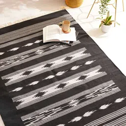 JAYPORE Black Woven Cotton Rectangle Carpet-37