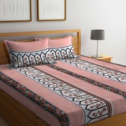 FABINALIV Floral 300 TC Cotton Blend Super King Size Double Bedsheet with 2 Pillow Covers - Multicolor-picture-17
