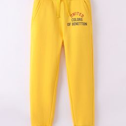 UCB Knit Full Length Lounge Pants Solid Colour Text Print - Yellow-image-46