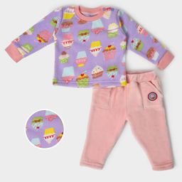 mi arcus Mi ArcusFull Sleeves Dessert Theme Cupcake Printed Sweatshirt & Pant Set - Purple-picture-36