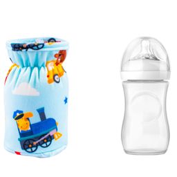 Mittenbooty Baby Broad Neck Bottle Cover for  feeding Bottle upto 150ml Engine print Blue-17