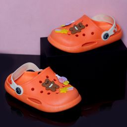 PASSION PETALS Bear & Star Applique Detailed Back Strap Closure Clogs - Orange-picture-14