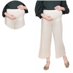 Mama & Bebe Rayon Solid Maternity Palazzo - Cream-image-79