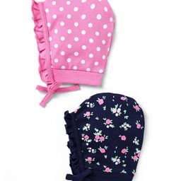 Babyhug 100% Cotton Interlock Knit Caps With Polka Dot & Floral Print Pack Of 2 - Pink & Black-image-29