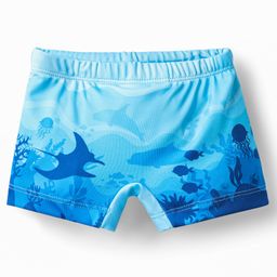 Babyhug Water Repellant Swimming Trunk With Fish Print - Light Blue-image-53