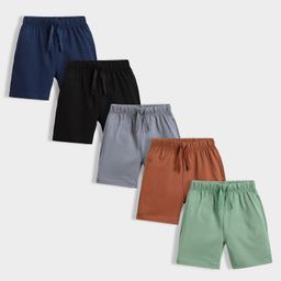 Orange Sugar 100% Cotton Knit Pack Of 5 Solid Shorts - Multi Colour-image-66