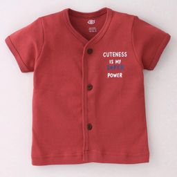 Zero Cotton Knit Half Sleeves Set Of Vests Text Print Pack of 3 - Rust Teal  & Blue image 2