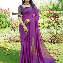 K 5 Fashion Striped Pure Chiffon Saree-image-82