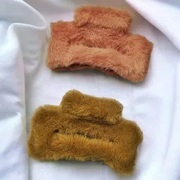 DN ENTERPRISES Women Set of 4 Fur Claw Clip-8