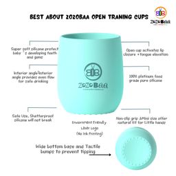 ZoZoBaa Silicone Baby Drinking Cup with Easy Grip | Multipurpose Tiny Cups for Infants First Stage Training | Bpa-Free, Unbreakable Non Sippy Cup for Toddlers (Mint Green) image 4