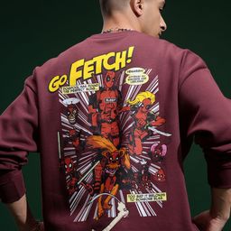 HIGHLANDER Marvel Deadpool Men Maroon Oversized Drop Shoulder Hooded Sweatshirt-image-91