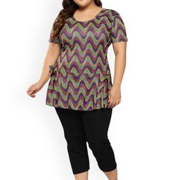 Aarika Plus Size Abstract Printed Swim Suit With Cap-9
