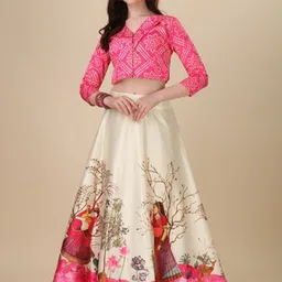 Kaizen TEXO FAB Printed Semi-Stitched Lehenga & Unstitched-picture-56
