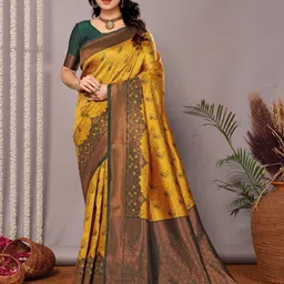 Shriyangan Paisley Woven Design Zari Pure Silk Kanjeevaram Saree-image-72