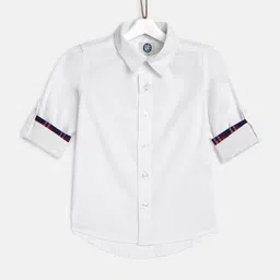 YK Boys White Casual Shirt with Contrast Turn-Up-image-30