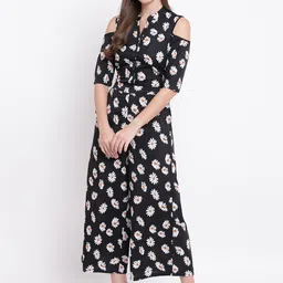 Deewa Women Black & White Printed Cold-Shoulder Basic Jumpsuit-picture-24