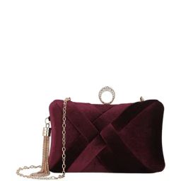 Globus Burgundy Textured  Box Clutch-33