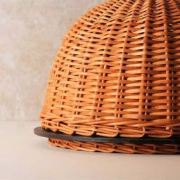 Peepul Tree Wicker & Wood Serving Platter With Lid & 2 Tier Collapsable Fruit Basket Combo image 5