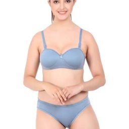 AROUSY Blue Cotton Bra & Panty Set-image-82