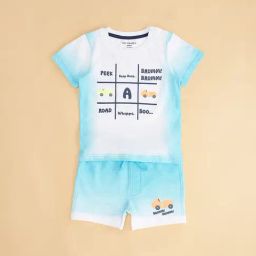 Pantaloons Baby White & Blue Printed T-Shirt with Shorts-picture-12