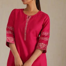 Soch Red Regular Fit Embroidered Kurtas image 5