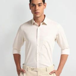 Arrow Beige Regular Fit Printed Shirt-image-93