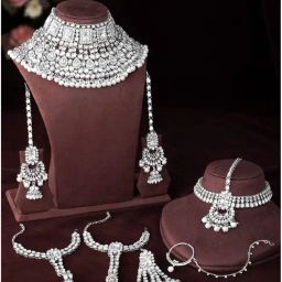 Peora Silver Plated White Kundan Set for Women-image-46