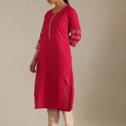Soch Red Regular Fit Embroidered Kurtas image 4