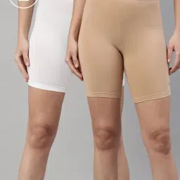 TWIN BIRDS White & Beige Cotton Sports Shorts - Pack Of 2-image-93
