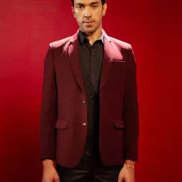 Vastramay Maroon Regular Fit Blazer-image-52