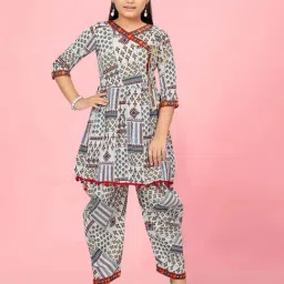 Aarika Kids White & Red Printed Kurti Set-image-69