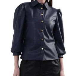 KENDALL + KYLIE Navy Regular Fit Shirt-image-8