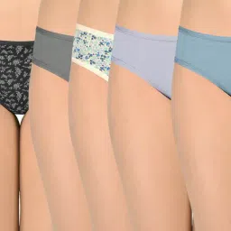Amante Multicolor Floral Print Bikini Panty (Pack Of 5)-image-25