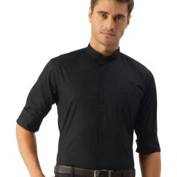 Hancock Black Cotton Slim Fit Shirt-image-67