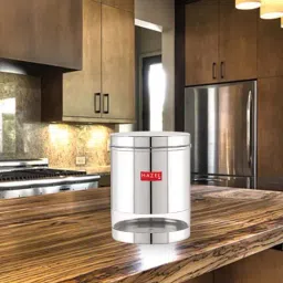 HAZEL Transparent Stainless Steel Kitchen Storage Jar (2200 ml) - Set of 1-14