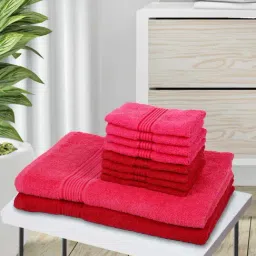 LORENA [10pc] 100% Cotton Super-Soft Terry Towels -2pc Bath, 8pc Face (d`ross) solid-multi-16