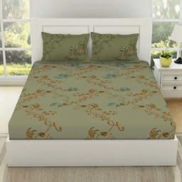 SPACES Lattice Icicle Cotton 144 TC Large King Size Bedsheet With Pillow Covers-picture-46