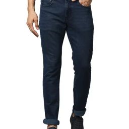 Raymond Indigo Blue Slim Fit Lightly Washed Jeans-image-65