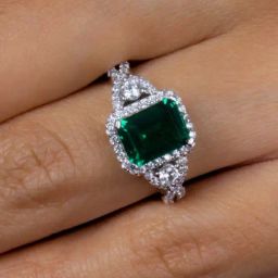 925 Silver Green Emerald and American Diamond Criss Cross Wedding Ring for Women & Girls-image-18