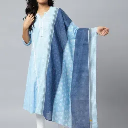Aurelia Blue Cotton Printed Dupatta-picture-18