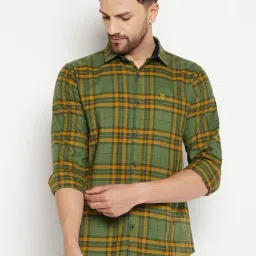 Duke Green Cotton Slim Fit Checks Shirt-picture-29