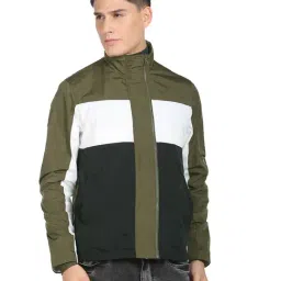 U.S. Polo Assn. Olive Regular Fit Colour Block Jacket-20