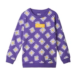 The Souled Store Kids Purple & Yellow Cotton Floral Print Full Sleeves Sweatshirt-image-92