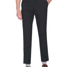Arrow Black Regular Fit Flat Front Trousers-picture-36