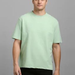 Louis Philippe Green Cotton Relaxed Fit Logo Printed T-Shirt-image-34