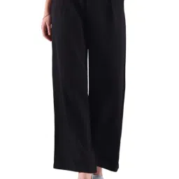 FITHUB Black Regular Fit High Rise Trousers-image-31