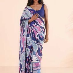 Truebrowns Blue Cotton Silk Ready To Wear Printed Sarees-image-78